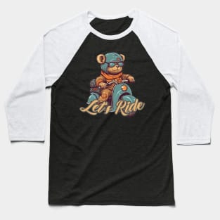 A cute teddy bear riding scooter bike Baseball T-Shirt